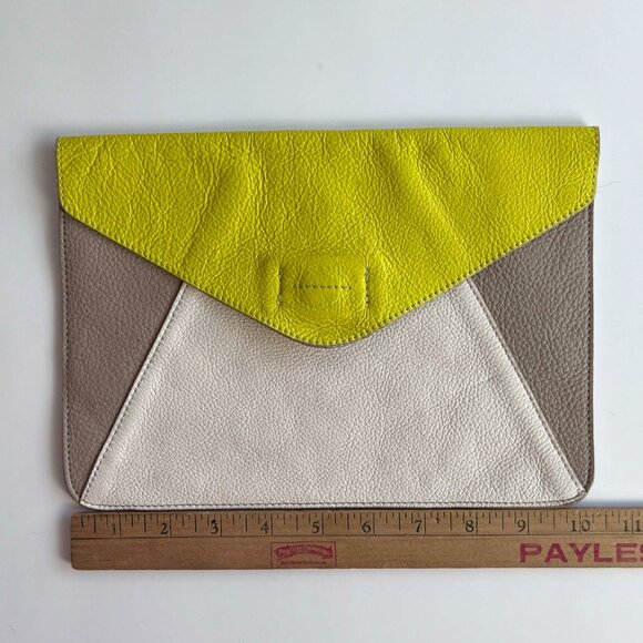 Gap Genuine Leather Envelope Style Color Block Clutch Magnetic Snap 7.5" x 10.5" - Picture 8 of 11